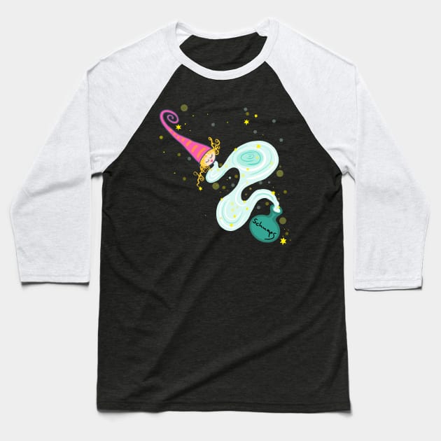 GENIE OUT OF A BOTTLE Baseball T-Shirt by aroba